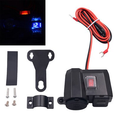 

12V Motorcycle Cigarette Lighter Socket Outlet Dual USB Charger LED Voltmeter