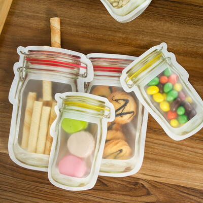 

Siaonvr 4 Pieces Mason Jar Zipper Bags Reusable Snack Saver Bag Leakproof Food Sandwich