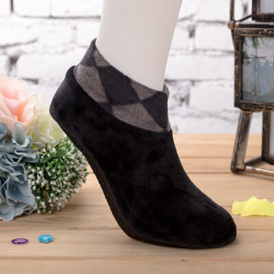 

Men Winter Warm Soft Low Cut Socks Quality Fleece Thick Bed Sock Non Slip Floor Socks Napping Indoor Floor Socks