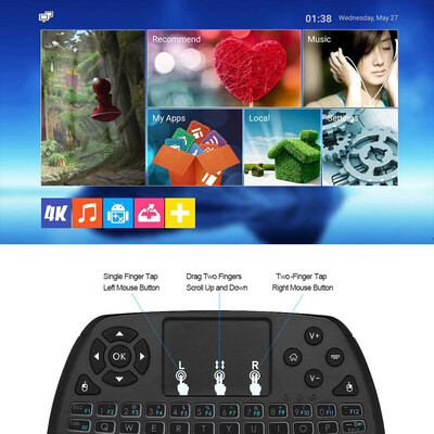 

Spanish Version Backlit 24GHz Wireless Keyboard Touchpad Mouse Handheld Remote Control 4 Colors Backlight for TV BOX Smart TV PC
