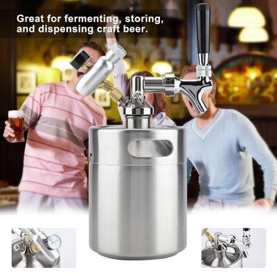 

Greensen 2L Mini Stainless Steel Keg with Faucet Pressurized Home Brewing Craft Beer Dispenser System