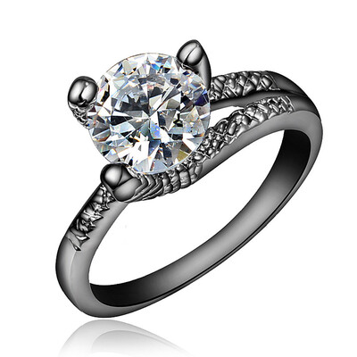 

2019 Fashionable Black Gold Filled Jewelry Vintage Crystal Engagement Rings For Men Woman Stone Rings Jewelry