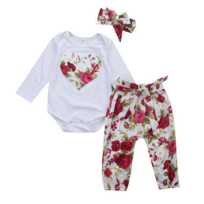 

Newborn Baby Girl Floral Clothes Romper Jumpsuit Bodysuit Long Pants Outfits Y