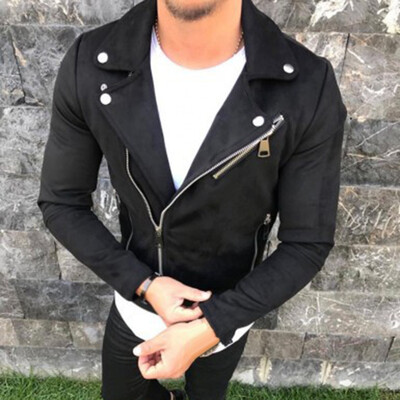 

Mens Casual Solid Short Coats Lapel Long Sleeve Zipper Jackets Slim Outwear