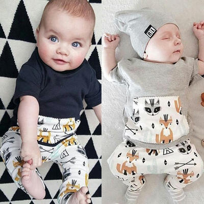 

2pcs Toddler Baby Boy T-shirt TopPants Trousers Outfit Kids Clothes Set Cotton