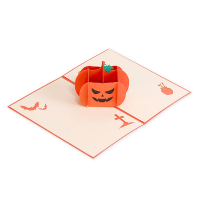 

New Halloween 3D Popup Angry Pumpkin Greeting Card Creative Holiday Invitations Card Envelope Included for Festival Congratulation