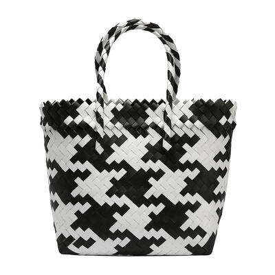 

Hit Color Weave Shoulder Handbags Women Top-handle Bags PVC Shopping Totes