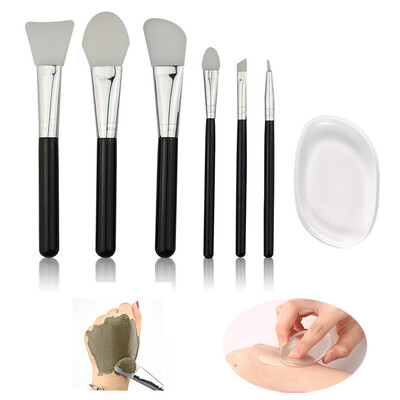 

〖Follure〗Silicone Face Mask Mud Makeup Brush Transparent Clear Soft Makeup Puff 7pcs Set
