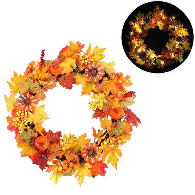 

Artificial Wreath Fall Maple Leaves Berry Garland Christmas Autumn Leaf Decor