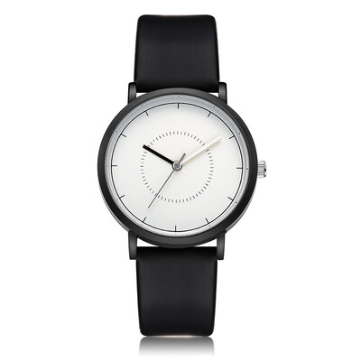 

Simple Stlye Black Dial Line Point Combination Womens Watches Leather Strap Wristwatch Fashion Clock Featured Watch GAIETY