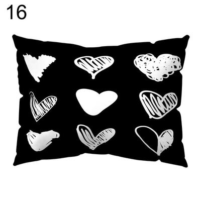 

Black White Heart Circle Throw Pillow Case Cushion Cover Sofa Bedding Articles