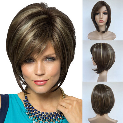 

〖Follure〗Fashion Synthetic Brown Short Straight Hair Wig Natural Hair Full Wigs For Women