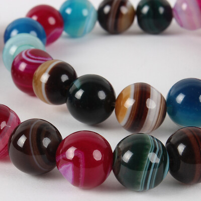 

Natural Gemstone Agate Round Bead Strands Dyed Mixed Color 10mm Hole 1mm about 38pcsstrand 1496