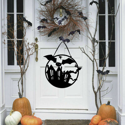 

Halloween Black Bat&Doorway Welcome Charm Home Decorative Party Supply