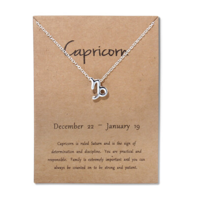 

Card Fashion Jewelry 12 Constellation Pendant Necklace Astrology Gold Tone Chain Necklace For Women