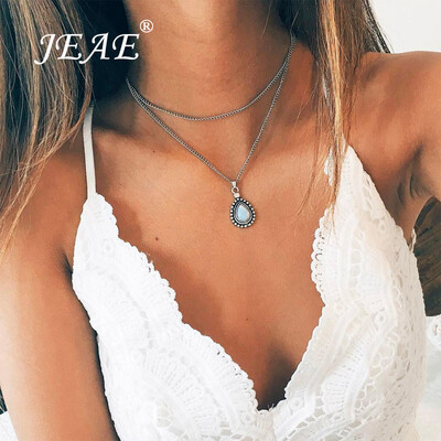 

Bohemian Elephant Moon Shell Pendant Necklace For Women Golden Silver Long Necklace Layered Chain Chokers Collier Boho Jewelry