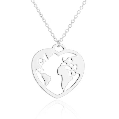 

Rinhoo Hollow Out World Map Pendant Necklace for Women Men Circle Heart Maps Pendants Necklace Outdoor Travel Birthday Day Gift