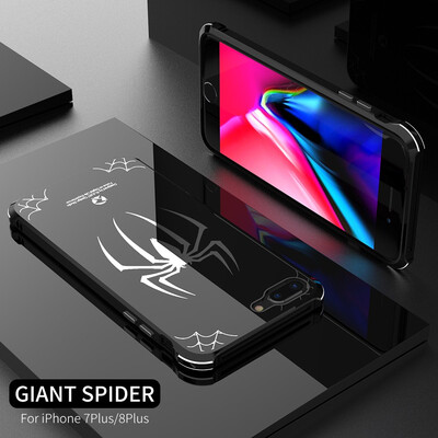 

Original Brand R-JUST Case For iPhone 7 8 Plus Luxury Spider Aluminum Metal Bumper Mirror Acrylic Back Cover Case For iPhone X