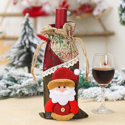 

Merry Christmas Wine Bottle Bag Santa Wine Cover Xmas Party Table Decor