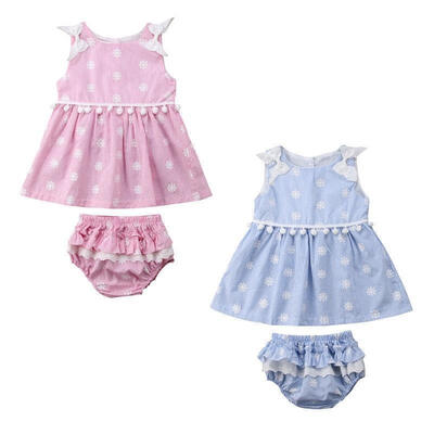 

Newborn Kid Baby Girl Sleeveless Dress Skirts Shorts Lace Underpants Outfits Set