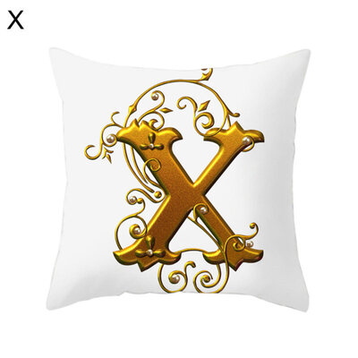 

Golden Alphabet Printed Pattern Pillow Case Cushion Cover Home Sofa Car Decor