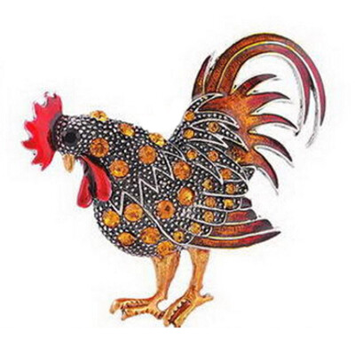 

Trendy big rooster Brooch mix color crystal Rhinestone brooches animal Brooches
