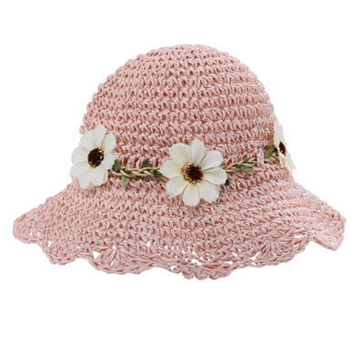 

Chic Summer Kids Floral Decor Straw Hats Children Beach Baby Girls Sunhat