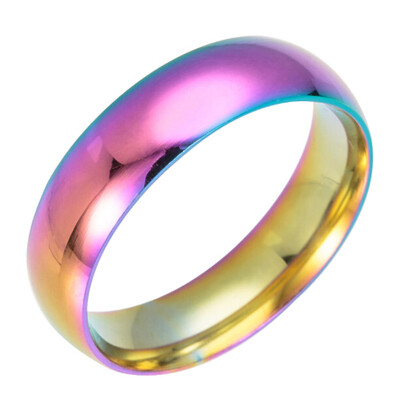 

Men Women Rainbow Colorful Ring Stainless Steel Wedding Band Ring