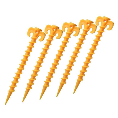 

5pcs Camping Portable Yellow Stakes Nail Plastic Spiral Tent Peg For RV