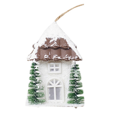 

Toponeto Wood House Christmas Pendant Tree Decorations Ornaments Luminous Cabin House