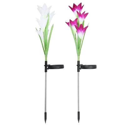 

2PCS Solar Energy Lily Lamp LED Simulation Flower Decorative Lamp Garden Ground Inserted Lawn Lamp