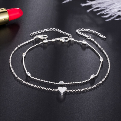 

Women Fashional Elegant Concise Retro Alloy Material Anti-friction Heart-shaped Anklet
