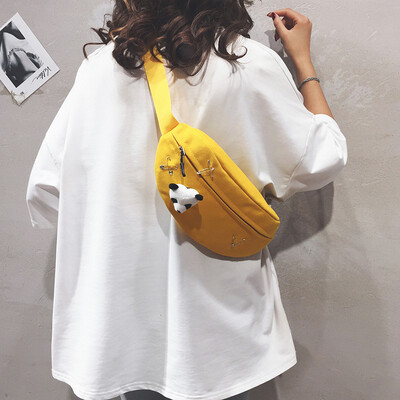 

Ins pocket female 2019 new casual wild sports canvas small Messenger bag tide Korean version of Harajuku student chest bag