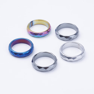

Electroplate Non-Magnetic Synthetic Hematite Rings Faceted Mixed Color 198mm