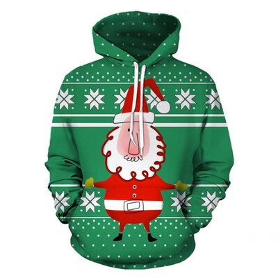 

Toponeto Mens Casual Christmas Lover 3D Print Party Long Sleeve Hoodie Top Blouse