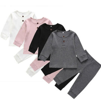 

US Winter Newborn Kids Outfit Baby Boy Girls Tops T-shirt Long Pants Clothes Set