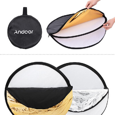 

Andoer 24" 60cm Disc 5 in 1 Gold Silver White Black Translucent Multi Portable Collapsible Photography Studio Photo Light Re