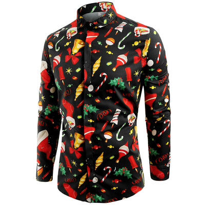 

Christmas Elements Print Long Sleeve Shirt