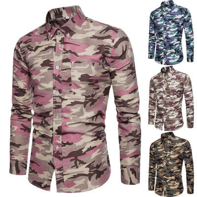 

Luxury Stylish Men&39s Slim Fit Casual Shirts Long Sleeve Camo Dress Shirts Tops