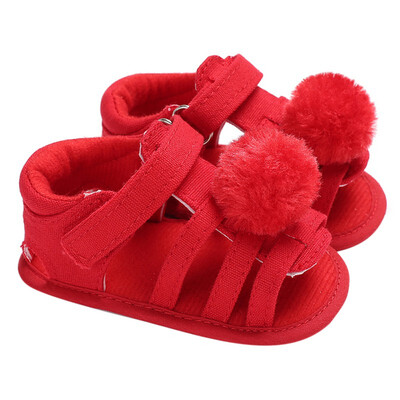 

Hair Ball Cute Baby Sandals Summer Breathable Cotton Baby Girl Sandals Fashion Baby Shoes Soft Baby Girl Beach Sandals