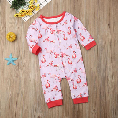 

US Newborn Infant Baby Girls Romper Boys Flamingo Jumpsuit Pajamas Clothes 0-24M