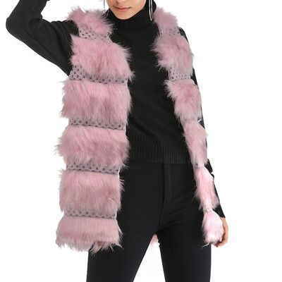 

Tailored Fashion Women Casual Loose Solid Color Sleeveless Cardigan Plush Vest Tops
