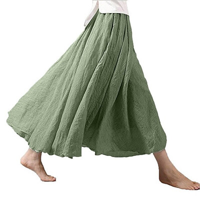 

Boho Womens Skirt Elastic Waist Long Maxi Casual Beach Dress Vintage Skirt