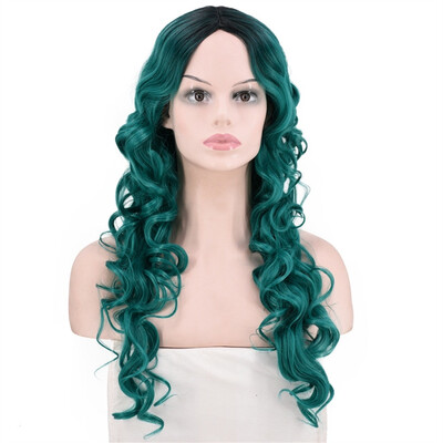 

Gobestart Women Natural Party Cosplay Long Wave Wig Mix Colors Curly Wavy Synthetic Wigs