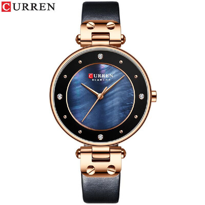 

Curren Woman Watches Waterproof Alloy Case Leather Band Quartz Watch Fashion Exquisite Wristwatch