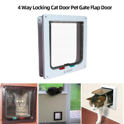 

Cat Door Pet Door 4 Way Locking Cat Flap Door Kitten Door Pet Cat Gate Door