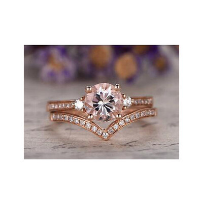 

New accessories simple zircon diamond rose gold&two pieces of ladys engagement ring