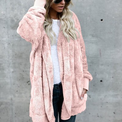 

Womens Plus Size Winter Autumn Warm Long Sleeve Jacket Loose Cardigan Solid Coat
