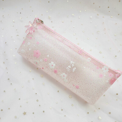 

Pencil Bag Stationery Bag Transparent Frosted Cherry Chalk Bag Stationery Box