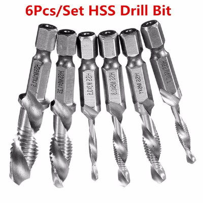 

1Pc 2 In 1 14" Hex Shank HSS Metric Right Hand Screw Thread Tap Taper & Drill Bits M10